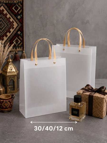 كياس هدايا بلاستيك شفاف وسط حجم 30/40/12